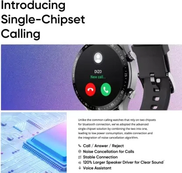 DIZO R Talk, Amoled Display with Calling & 10 days battery  (Black Strap, FREE SIZE) ( Open box )