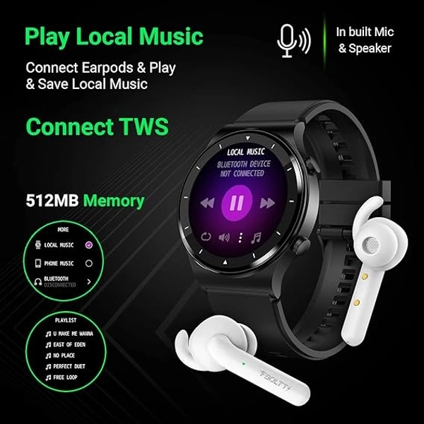 Fire-Boltt 360 Pro Bluetooth Calling, Local Music and TWS Pairing, 360 * 360 PRO Display Smart Watch