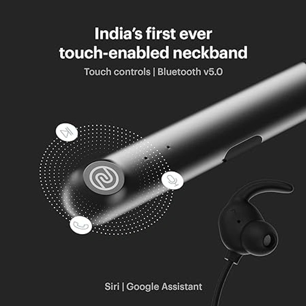 Noise Flair Bluetooth Wireless in Ear Earphones with Mic Dual Smart with Touch Controls, 35 Hour Playtime, Environmental Cancellation, Fast Charging (Carbon Black)