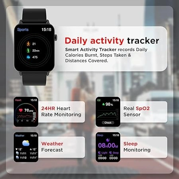boAt Wave Lite Smart Watch with 1.69" HD Display, Sleek Metal Body, HR & SpO2 Level Monitor, 140+ Watch Faces, Activity Tracker, Multiple Sports Modes, IP68 & 7 Days Battery Life - Blue
