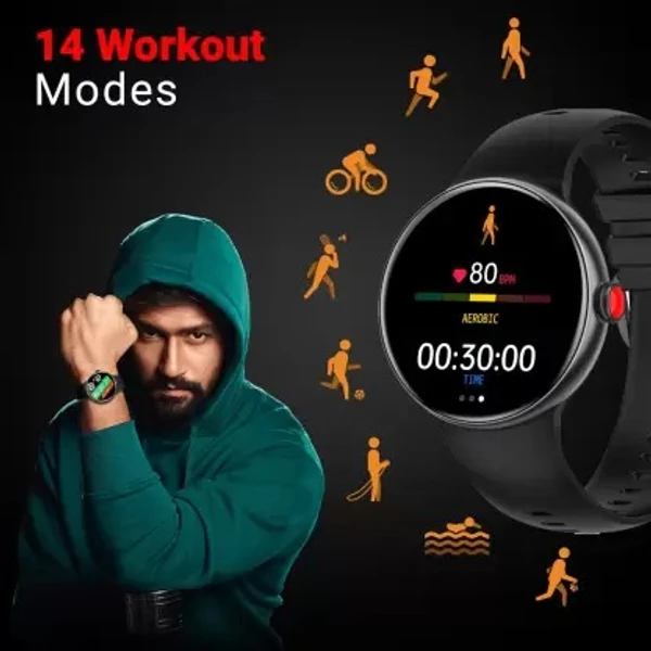 Fire-Boltt Ultron AMOLED 390 x 390 Ultra-Wide Smartwatch  (Black Strap, Free Size)