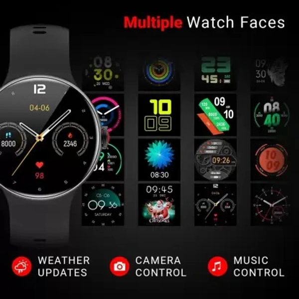 Fire-Boltt Ultron AMOLED 390 x 390 Ultra-Wide Smartwatch  (Black Strap, Free Size)