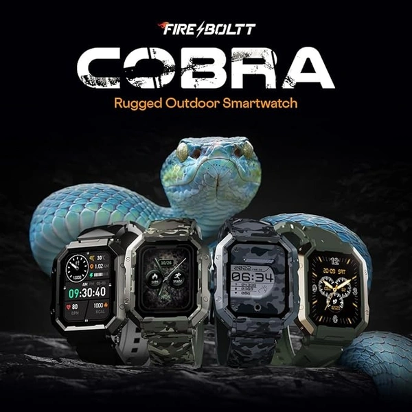 Fire-Boltt Cobra Smart Watch 1.78" Always-On AMOLED Display, Army Grade Strong Build, Bluetooth Calling with 123 Sports Modes, 60 Hz Refresh Rate, IP68 Rating