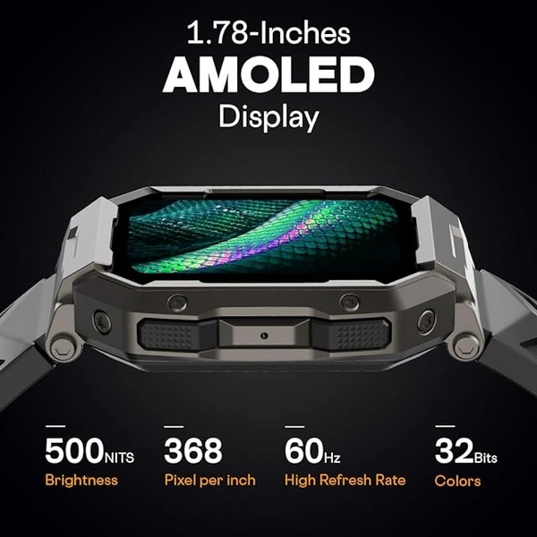 Fire-Boltt Cobra Smart Watch 1.78" Always-On AMOLED Display, Army Grade Strong Build, Bluetooth Calling with 123 Sports Modes, 60 Hz Refresh Rate, IP68 Rating