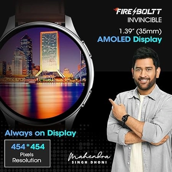 Fire-Boltt INVINCIBLE 1.39" (3.53cm) AMOLED 454x454 Bluetooth Calling Smartwatch ALWAYS ON, 100 Sports Modes, 100 Inbuilt Watch Faces & 8GB Storage