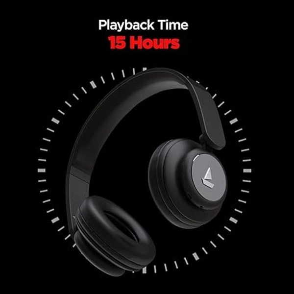 (refurbished) boAt Rockerz 450 Bluetooth On Ear Headphones with Mic, Upto 15 Hours Playback, 40MM Drivers, Padded Ear Cushions, Integrated Controls and Dual Modes(Luscious Black)