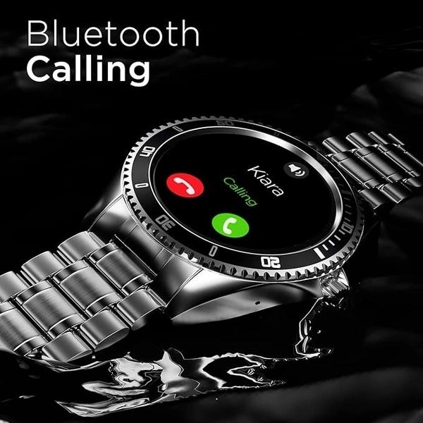 Fire-Boltt Quantum Luxury Stainless Steel Design 1.28" Bluetooth Calling Smartwatch with High Resolution of 240 * 240 Px & TWS Connection, SpO2 Tracking with 100 Sports Modes (Black)