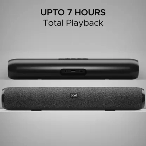boAt Aavante Bar 590 with 25W RMS, Dual Passive Radiatior & 7 Hours Playback 25 W Bluetooth Soundbar  (Pebble Black, 2.0 Channel)