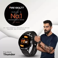 fire boltt Thunder Bluetooth Calling Full Touch 1.32 Amoled LCD Smartwatch Smartwatch  (Black Strap, 1.3)