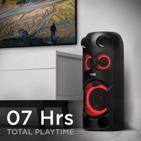 ( Refurbished )boAt PartyPal 200/208 70W RMS Stereo Party Speaker with Stunning LEDs, Multi Compatibility Modes,7HRS Playtime, Bluetooth TWS Feature,Mic for Karaoke,Dual EQs, FM, Master Remote Control(Phantom Black)