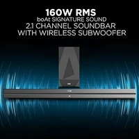 ( Refurbished )boAt AAVANTE Bar 2050 160W 2.1 Channel Bluetooth Soundbar Signature Sound, Wireless Subwoofer, Multiple Connectivity Modes, Entertainment Modes(Premium Black)