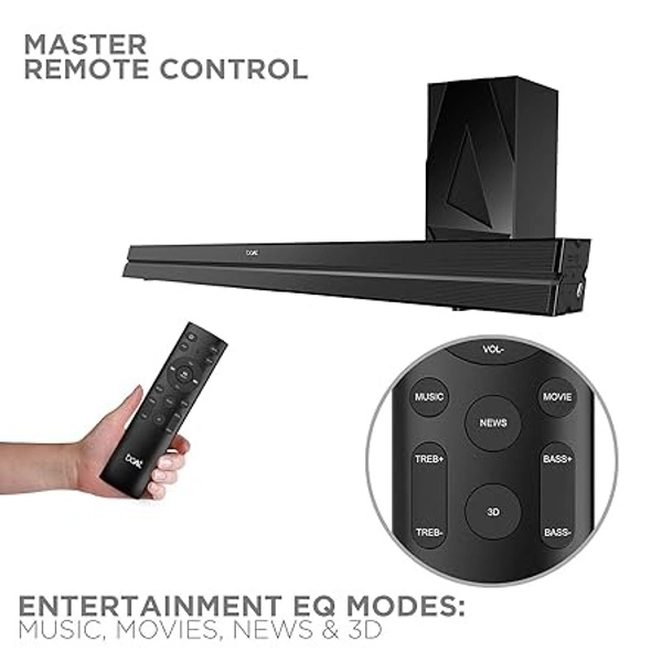 ( Refurbished )boAt AAVANTE Bar 2050 160W 2.1 Channel Bluetooth Soundbar Signature Sound, Wireless Subwoofer, Multiple Connectivity Modes, Entertainment Modes(Premium Black)