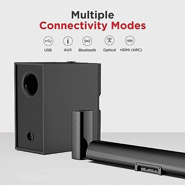 ( Refurbished) boAt AAVANTE Bar 3150D 260W 5.1 Channel Bluetooth Soundbar with Dolby Audio, Signature Sound,Wired Subwoofer,Multiple Connectivity,Entertainment Modes(Premium Black)