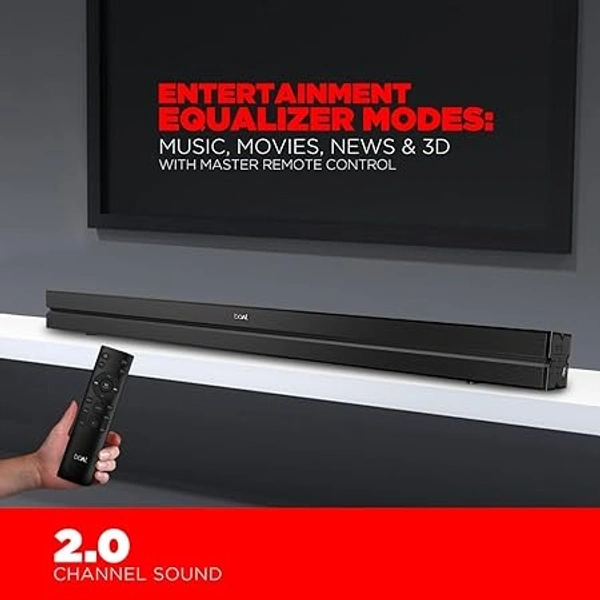  ( Refurbished )boAt AAVANTE Bar 1300 60W 2.0 Channel Bluetooth Soundbar Signature Sound, Multiple Connectivity Modes, Entertainment Modes, Premium Finish and Bluetooth V5.0(Premium Black)