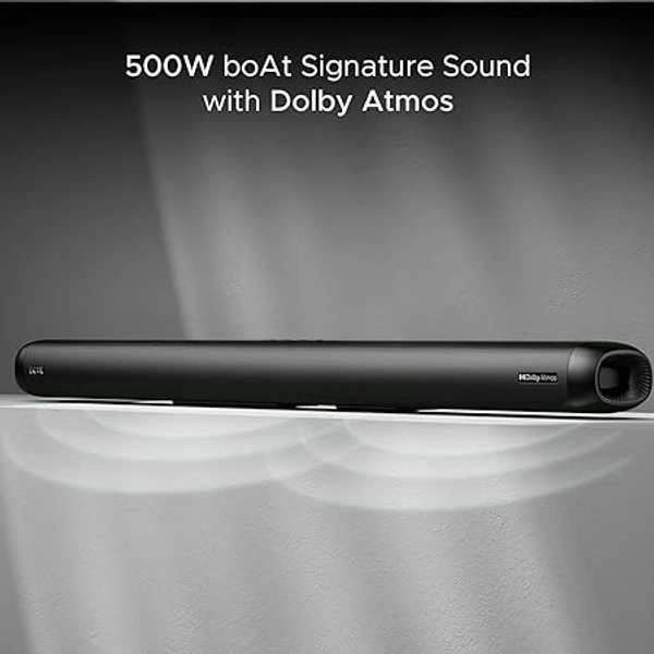 ( Refurbished )boAt Aavante Bar 5500DA 500W Bluetooth Soundbar w/Dolby Atmos & Cinematic Sound,5.1.2 Channel,8 Drivers for Surround Sound Effect,Multi- Compatibility, Remote Control(Premium Black)