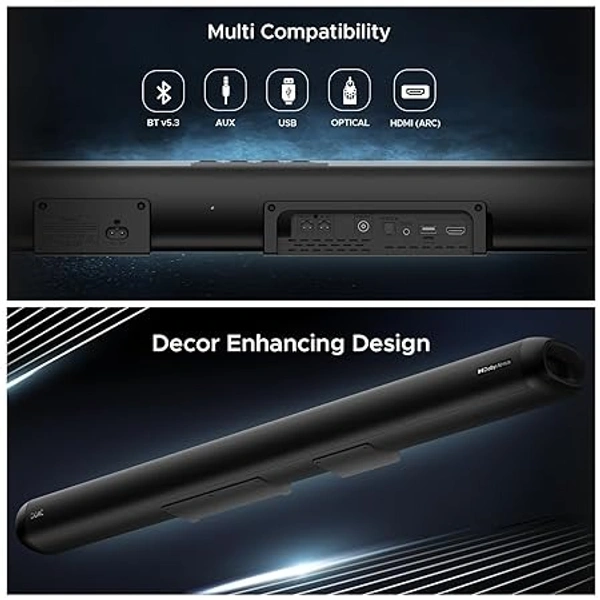 ( Refurbished )boAt Aavante Bar 5500DA 500W Bluetooth Soundbar w/Dolby Atmos & Cinematic Sound,5.1.2 Channel,8 Drivers for Surround Sound Effect,Multi- Compatibility, Remote Control(Premium Black)
