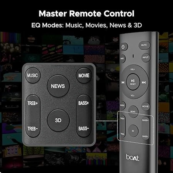 ( Refurbished )boAt Aavante Bar 1850D with 220W Dolby Audio, Wireless Subwoofer, Multi Compatibility, EQ Modes and Master Remote Control(Premium Black)