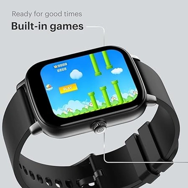 ( open box )Noise ColorFit Icon Buzz Bluetooth Calling Smart Watch with Voice Assistance, 1.69"(4.29cm) Display, Built-in Games, Sleep, Spo2, HR Monitors (Jet Black), OneSize