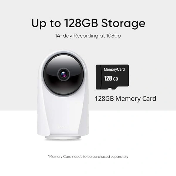 (Open Box ) realme 360 Deg 1080p Full HD WiFi Smart Security Camera (White) | Alexa Enabled | 2-Way Audio | Night Vision | Motion Tracking & Intruder Alert, 7.1cm x 6.58cm x 11.43cm (RMH2001)