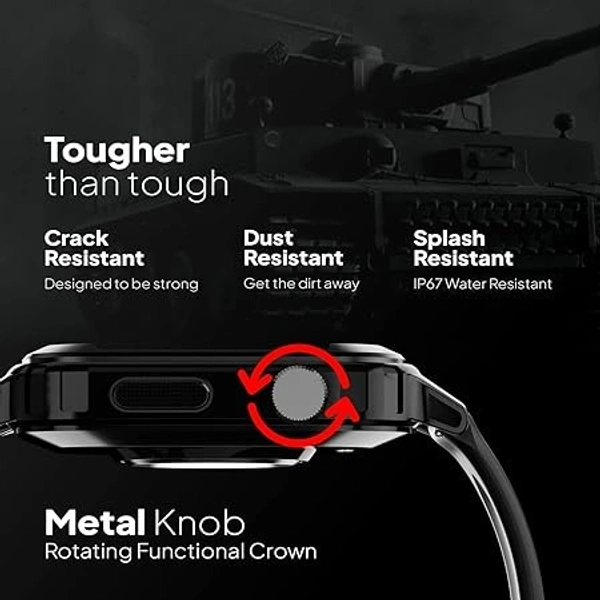 ( OPEN BOX )Fire-Boltt Tank 1.85" Outdoor Rugged Bluetooth Calling Smart Watch, 123 Sports Mode, 8 UI Interactions, Built in Speaker & Mic, 7 Days Battery (Black)