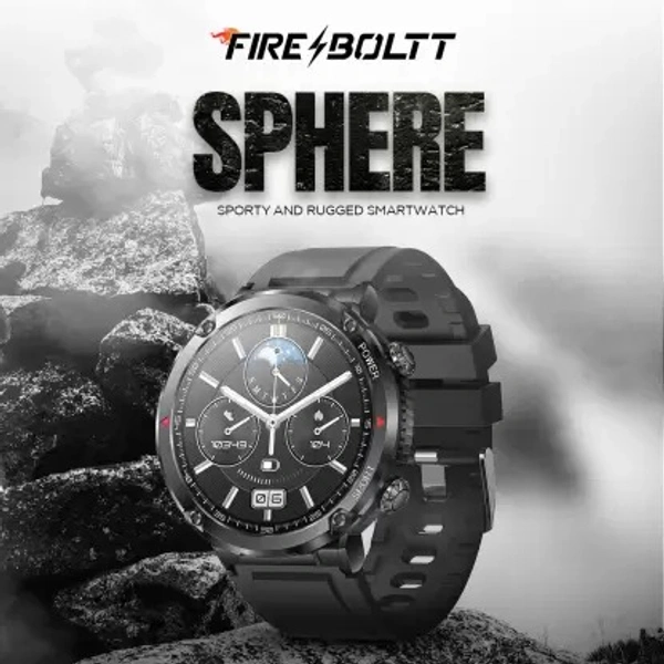 ( Open box ) Fire-Boltt Sphere 1.6" Sporty Rugged Smartwatch Metal Body Shock Proof, 600 mAh, High Res Smartwatch  (Black Strap, Free Size)