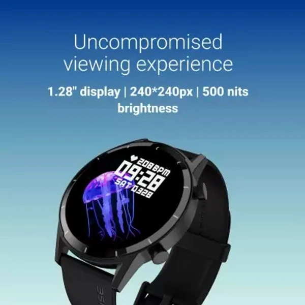 ( open box ) Noise Core 2 Buzz Bluetooth Calling with 1.28'' Round Display, AI Voice Assistant Smartwatch  (Black Strap, Regular)