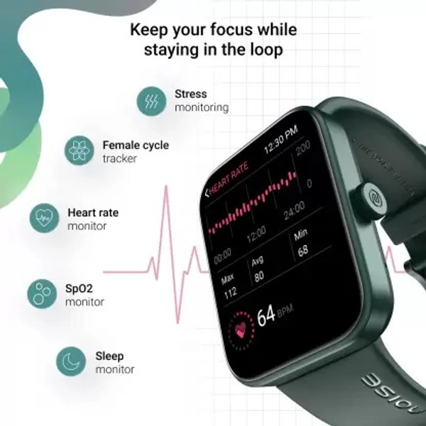 ( open box ) Noise Loop 1.85'' Display with Advanced Bluetooth Calling, 550 Nits Brightness Smartwatch  (Green Strap, Regular)