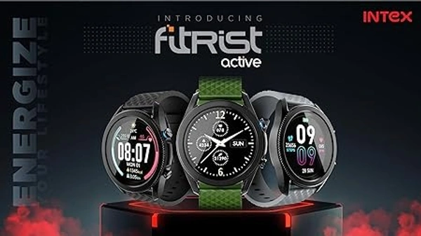 ( open box )Intex FitRist Active Smart Watch Multiple Watch Faces Music Control Remote Shutter Camera Call Reject (Military Green)