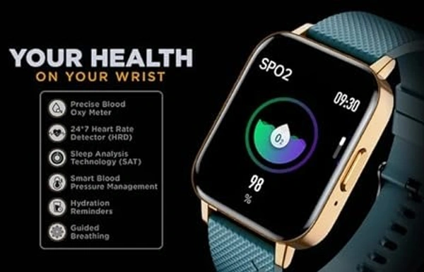 ( open box )Intex FitRist Vogue SmartWatch with 1.7" Vision Glass Display | 13 Sports Modes | Blood Pressure Monitor | SpO2 | Heart Rate Detector | Bluetooth Calling | IP67 & 7 Days Battery Life (Desert Gold)