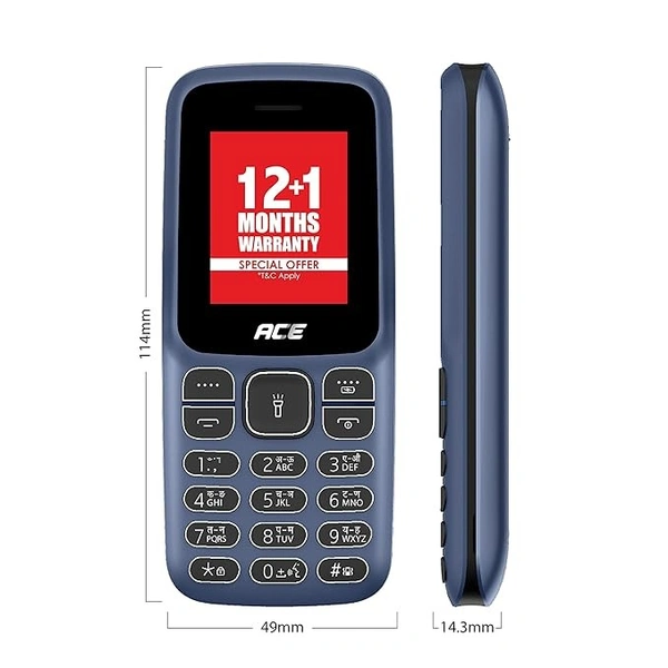( open box )Itel Ace2 Comes with 1.8" Display Size, 1000 mAh Battery, Bluetooth with Kingtalker & Contact icon Support | Deep Blue