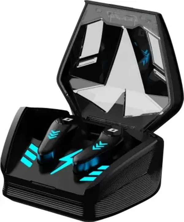 ( open box ) DEFY Gravity Turbo with Low Latency for Gaming, 30 Hours Playback, LED Lights Bluetooth Headset  (Invincible Black, In the Ear)