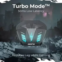 ( open box ) DEFY Gravity Turbo with Low Latency for Gaming, 30 Hours Playback, LED Lights Bluetooth Headset  (Invincible Black, In the Ear)