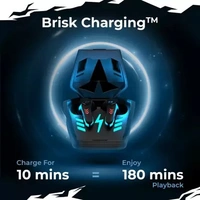 ( open box ) DEFY Gravity Turbo with Low Latency for Gaming, 30 Hours Playback, LED Lights Bluetooth Headset  (Invincible Black, In the Ear)
