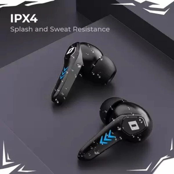 ( open box ) DEFY Gravity Turbo with Low Latency for Gaming, 30 Hours Playback, LED Lights Bluetooth Headset  (Invincible Black, In the Ear)