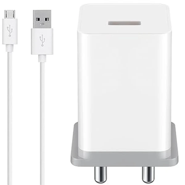 ( open box ) Charger for Infinix Smart 6 Charger Original Adapter Like Wall Charger | Mobile Fast Charger | Android USB Charger with 1 Meter Micro USB Charging Data Cable (3 Amp, OC13, White)