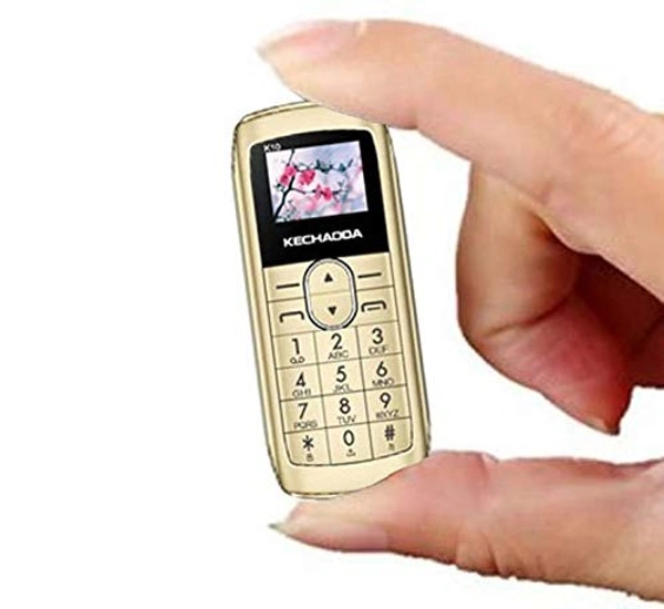 (  open box ) Kechaoda K10 Finger Sized –Bluetooth Phone, Single Sim, 0.66 Inch Display, 300mah Battery, Bluetooth Dialler, Wireless FM (Gold)