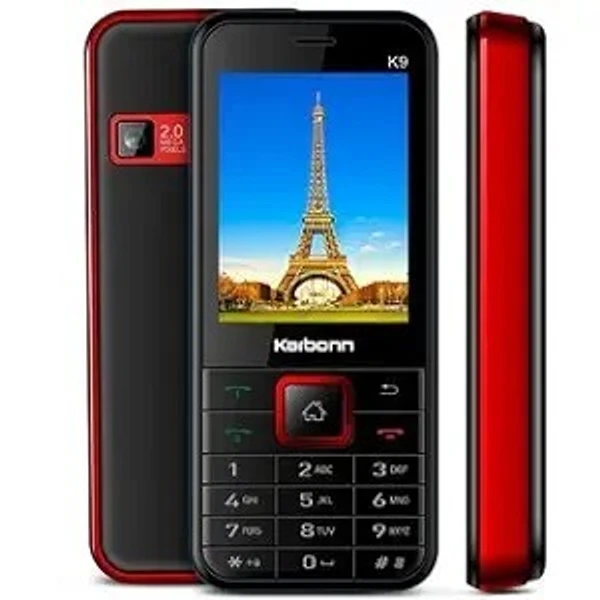 ( refurbished ) Durebler Generic Karbonn K9 Jumbo Mobile Phone with Big Screen and Battery, 2 MP Camera and 2.4 Screen (Black and Red)