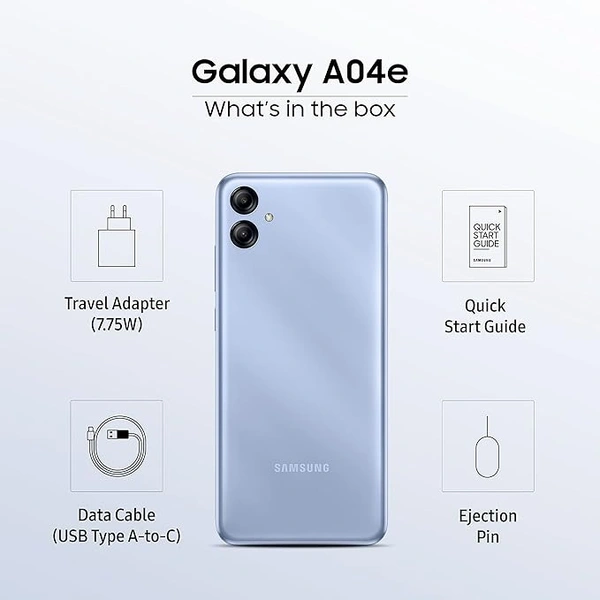 ( Refurbished )Samsung Galaxy A04e (Light Blue, 4GB, 128GB Storage) | 13 MP Rear Camera | Face Unlock | Upto 8GB RAM with RAM Plus | MediaTek Helio P35 | 5000 mAh Battery