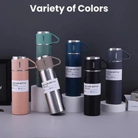 Studlike store  Stainless Steel Vacuum Insulated Bottle Water Flask Gift Set with Two Cups Hot & Cold | Gifts for Employees | Corporate Gift Items | Vacuum Flast Set with 2 Mugs (Random Color)