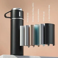 Studlike store  Stainless Steel Vacuum Insulated Bottle Water Flask Gift Set with Two Cups Hot & Cold | Gifts for Employees | Corporate Gift Items | Vacuum Flast Set with 2 Mugs (Random Color)