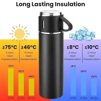 Studlike store  Stainless Steel Vacuum Insulated Bottle Water Flask Gift Set with Two Cups Hot & Cold | Gifts for Employees | Corporate Gift Items | Vacuum Flast Set with 2 Mugs (Random Color)