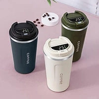 Studlike store  Customizable Leakproof Stainless Steel Vacuum Insulated Travel Mug with Temperature Display - 510ml Capacity, Press & Lock Lid for Hot & Cold Drinks - Personalized Mug (Blue, 510 ML)