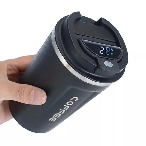 Studlike store  Customizable Leakproof Stainless Steel Vacuum Insulated Travel Mug with Temperature Display - 510ml Capacity, Press & Lock Lid for Hot & Cold Drinks - Personalized Mug (Blue, 510 ML)