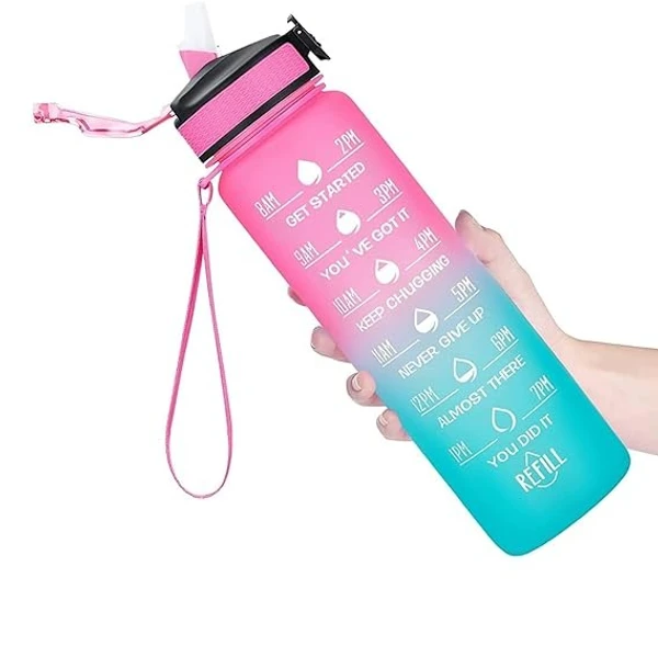 Studlike store 1000ml Unbreakable Motivational Water Bottle with Time Marker, Leakproof & BPA Free, Drinking Sports Water Bottle for Fitness, Gym & Outdoor (Pack of 1) (Multi color)