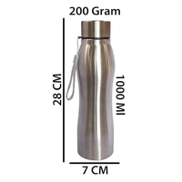 studlike store 1000ML Silver Steel Water Bottle Unbreakable Design Food Grade Portable Bottle Leak Proof for Cold Drinks Carrier Use for Travel Office Shopping Sports Picnic School (1 Pc)