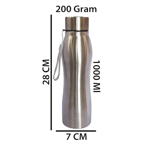 studlike store 1000ML Silver Steel Water Bottle Unbreakable Design Food Grade Portable Bottle Leak Proof for Cold Drinks Carrier Use for Travel Office Shopping Sports Picnic School (1 Pc)