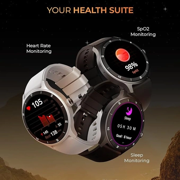 beatXP Flux 1.45" (3.6 cm) Ultra HD Display Bluetooth Calling Smart Watch, 415 * 415px, 60Hz Refresh Rate, Rotary Crown, 500 Nits, Always On Display, Health Tracking, 100+ Sports Modes (Black)