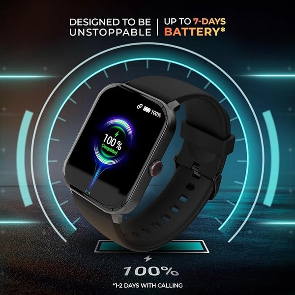 beatXP Marv Neo 1.85” (4.6 cm) Display, Bluetooth Calling Smart Watch, Smart AI Voice Assistant, 100+ Sports Modes, Heart & SpO2 Monitoring, IP68, Fast Charging (Free Size, Modern, Black)
