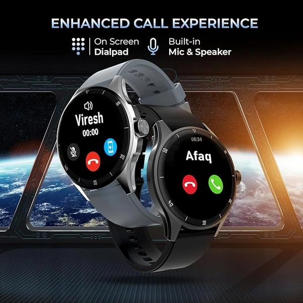 beatXP Vega Neo 1.43” AMOLED Bluetooth Calling Smartwatch with 466 * 466 Pixel, 60 Hz Refresh Rate, 500 Nits, Always on Display, Health Tracking, 100+ Sports Modes (Black Strap, 1.43)