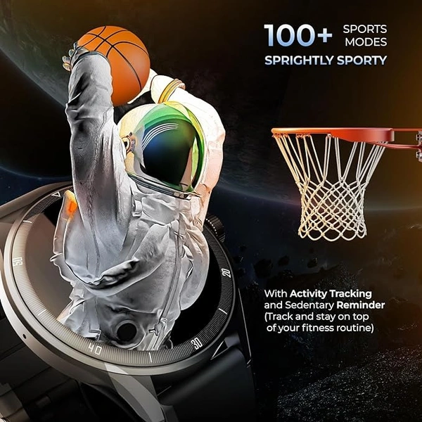 beatXP Vega Neo 1.43” AMOLED Bluetooth Calling Smartwatch with 466 * 466 Pixel, 60 Hz Refresh Rate, 500 Nits, Always on Display, Health Tracking, 100+ Sports Modes (Black Strap, 1.43)